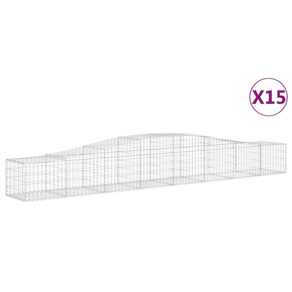 vidaXL Συρματοκιβώτια Τοξωτά 15 τεμ. 400x50x40/60 εκ. Γαλβαν. Ατσάλι