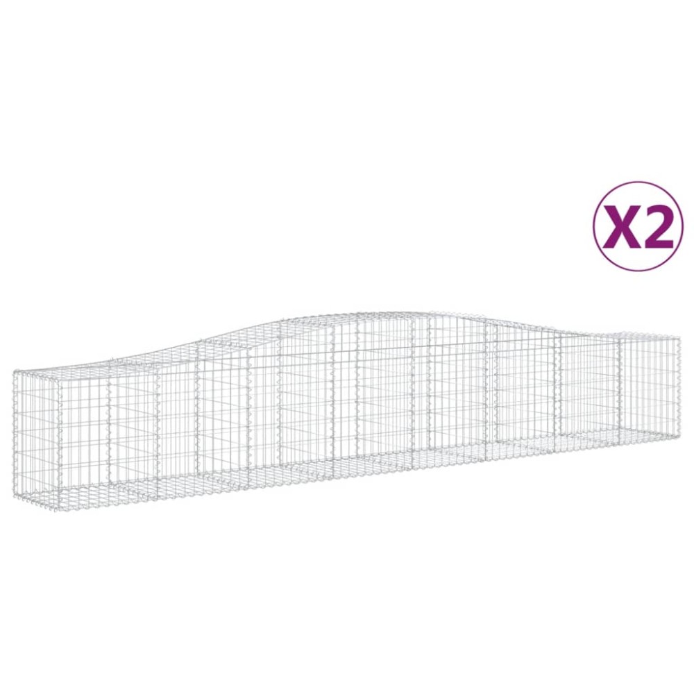 vidaXL Συρματοκιβώτια Τοξωτά 2 τεμ. 400x50x60/80 εκ. Γαλβαν. Ατσάλι
