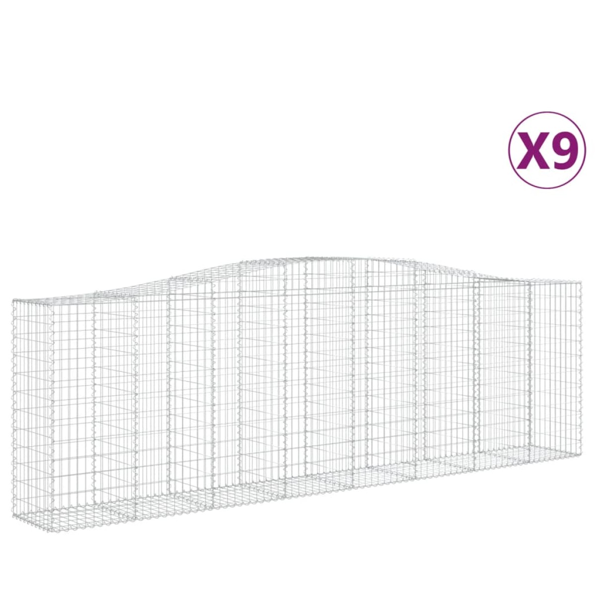 vidaXL Συρματοκιβώτια Τοξωτά 9 τεμ. 400x50x120/140 εκ. Γαλβαν. Ατσάλι