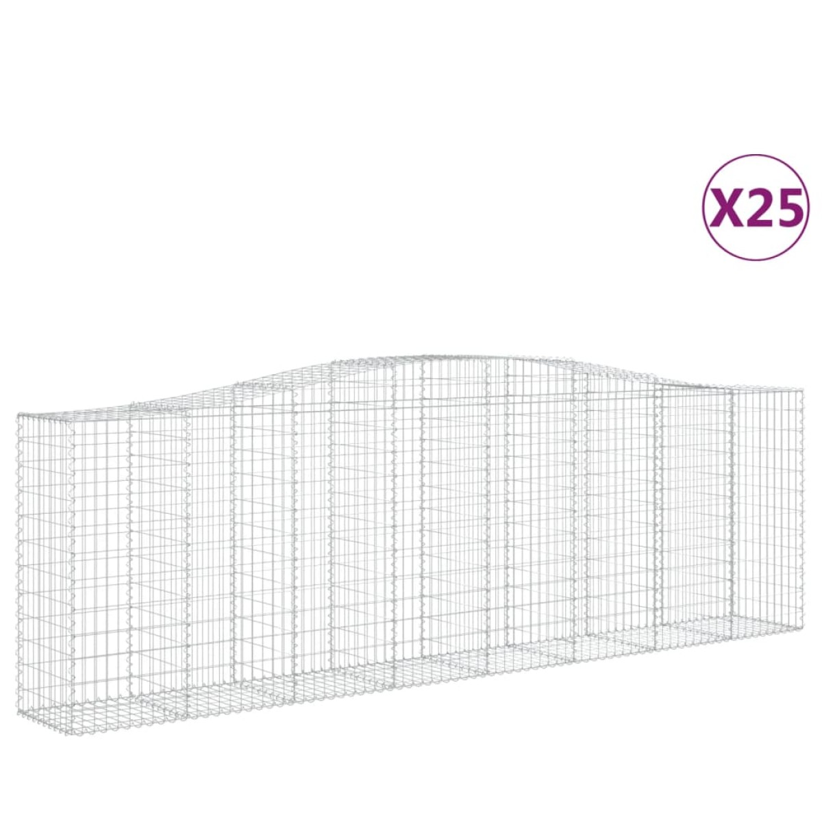 vidaXL Συρματοκιβώτια Τοξωτά 25 τεμ. 400x50x120/140 εκ. Γαλβαν. Ατσάλι