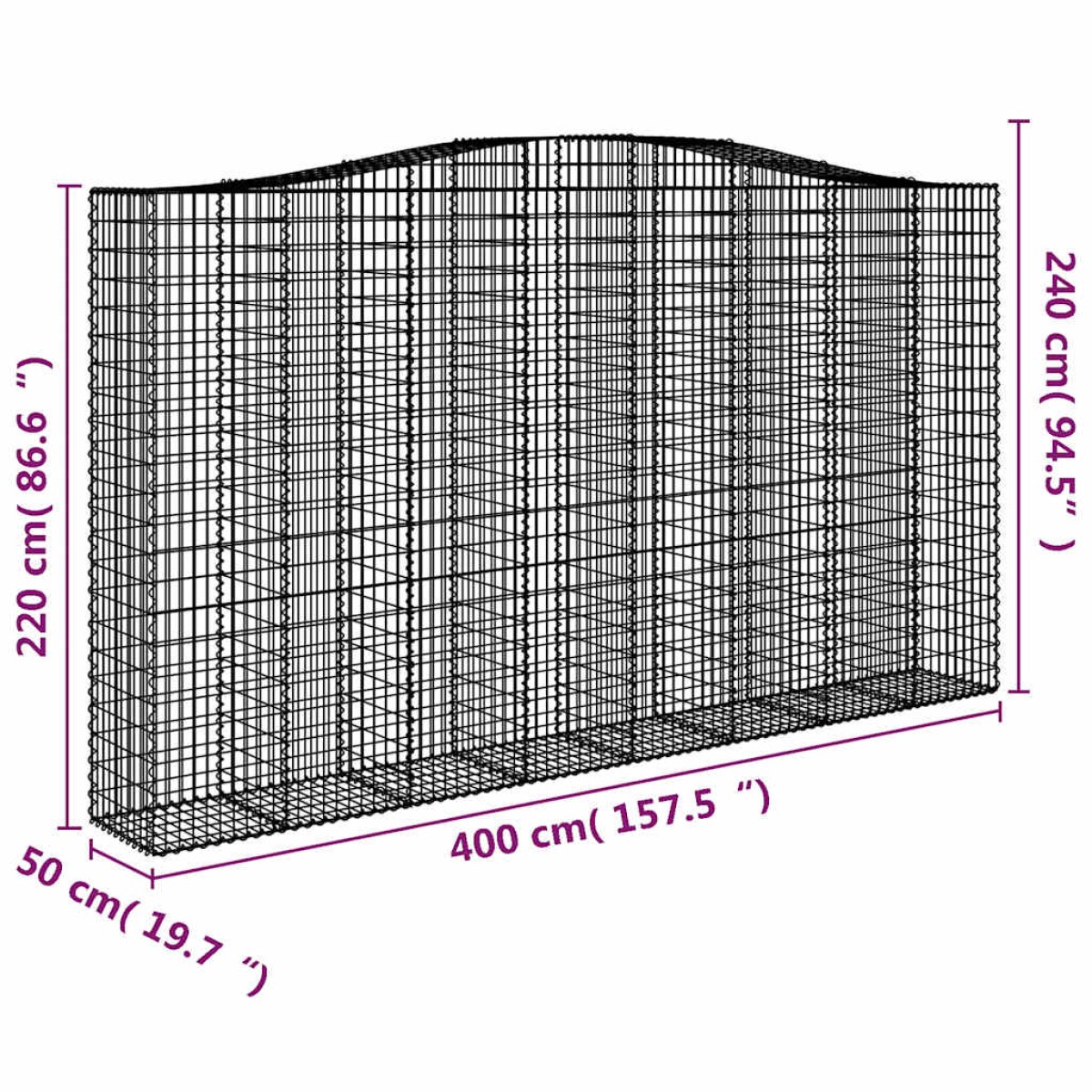 vidaXL Συρματοκιβώτια Τοξωτά 6 τεμ. 400x50x220/240 εκ. Γαλβαν. Ατσάλι