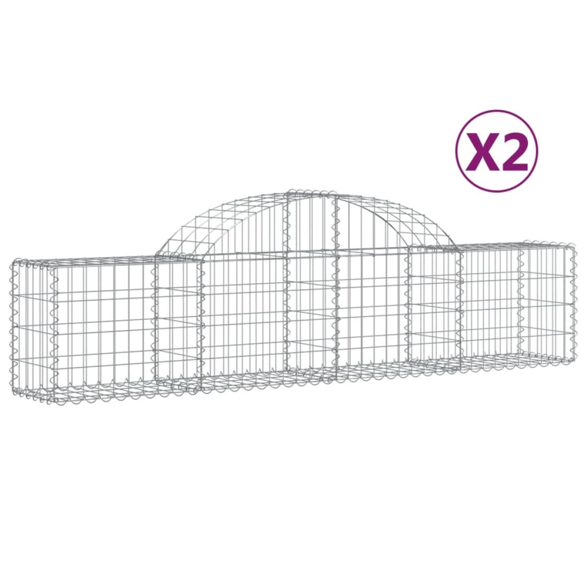 vidaXL Συρματοκιβώτια Τοξωτά 2 τεμ. 200x30x40/60 εκ. Γαλβαν. Ατσάλι