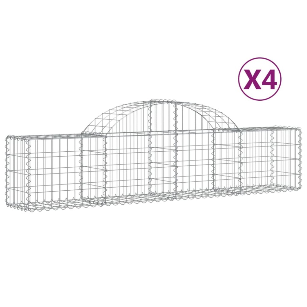 vidaXL Συρματοκιβώτια Τοξωτά 4 τεμ. 200x30x40/60 εκ. Γαλβαν. Ατσάλι