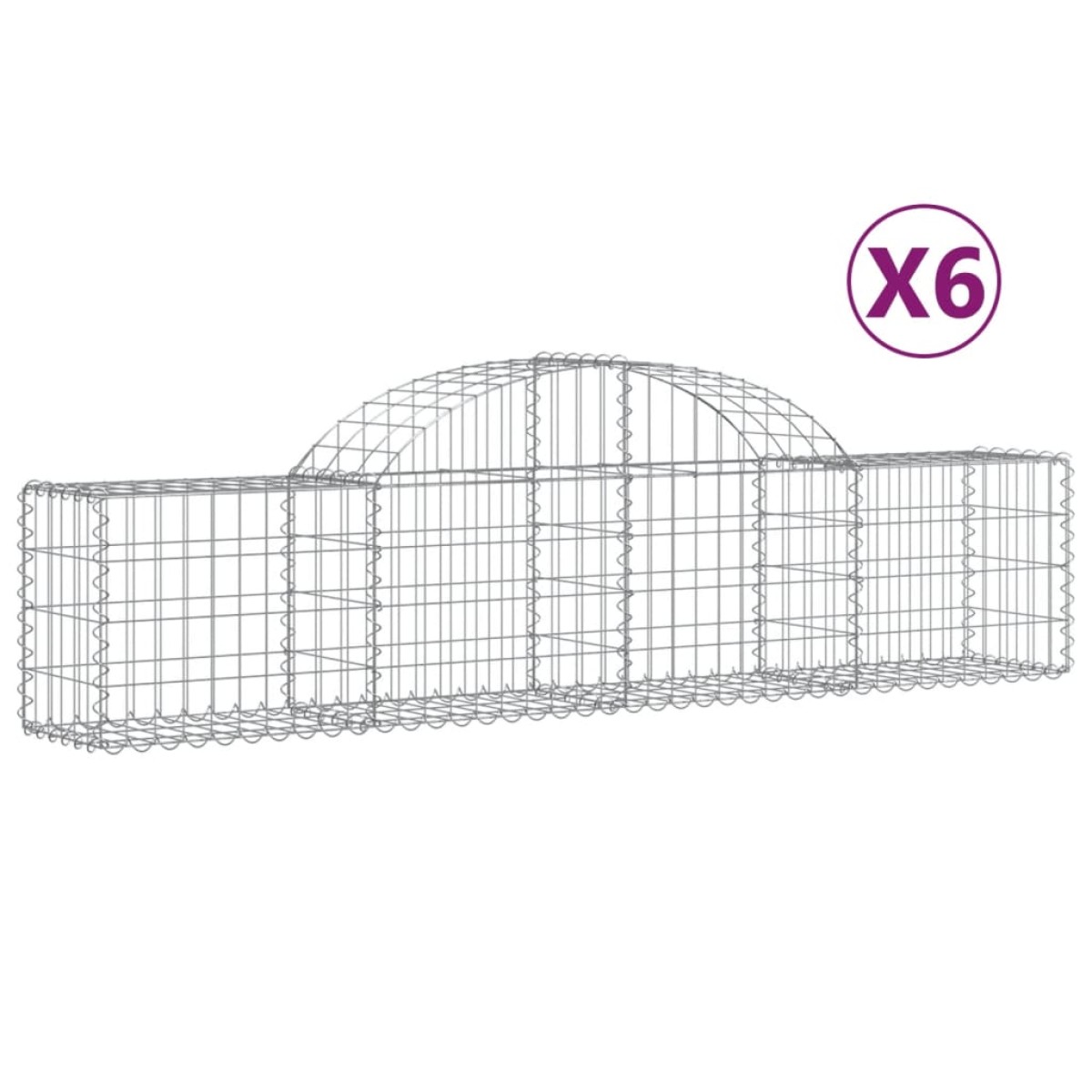 vidaXL Συρματοκιβώτια Τοξωτά 6 τεμ. 200x30x40/60 εκ. Γαλβαν. Ατσάλι
