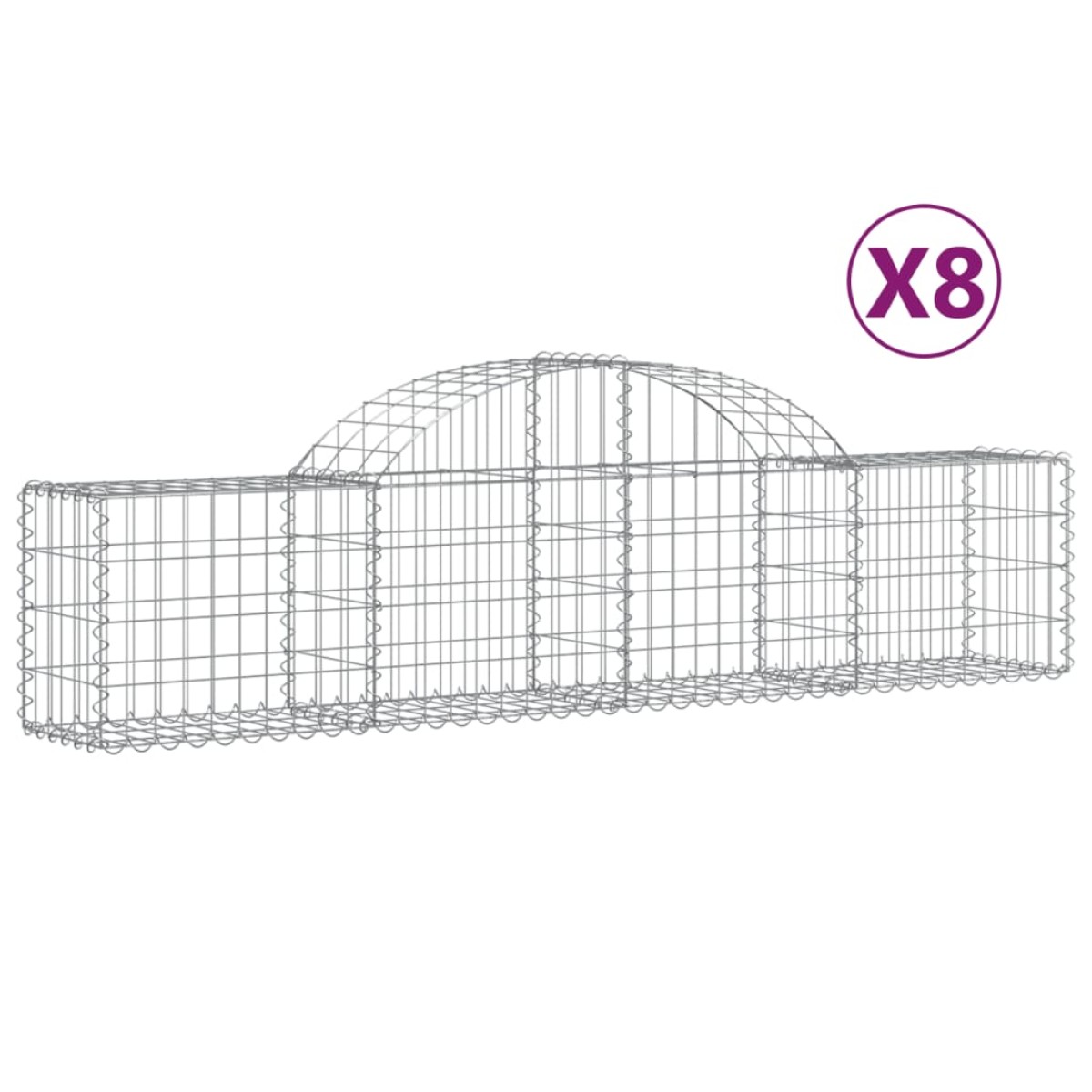 vidaXL Συρματοκιβώτια Τοξωτά 8 τεμ. 200x30x40/60 εκ. Γαλβαν. Ατσάλι