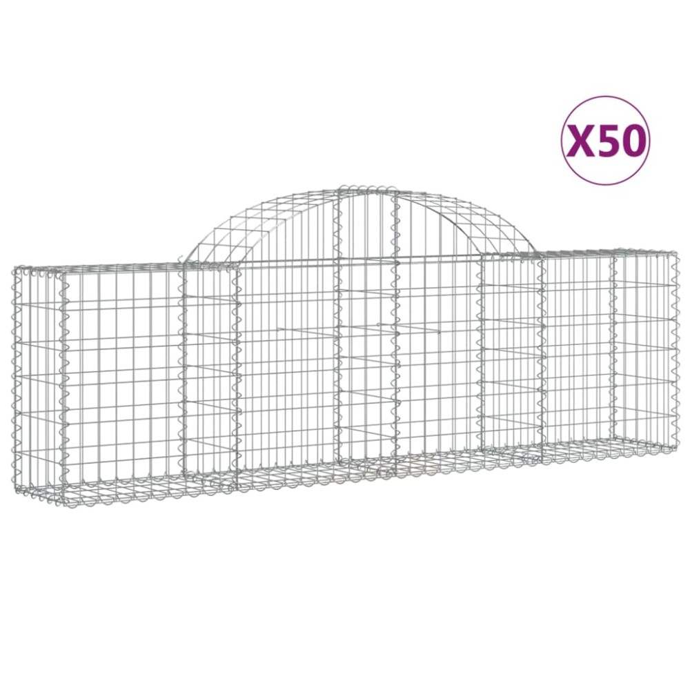 vidaXL Συρματοκιβώτια Τοξωτά 50 τεμ. 200x30x60/80 εκ. Γαλβαν. Ατσάλι
