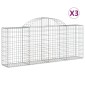 vidaXL Συρματοκιβώτια Τοξωτά 3 τεμ. 200x30x80/100 εκ. Γαλβαν. Ατσάλι