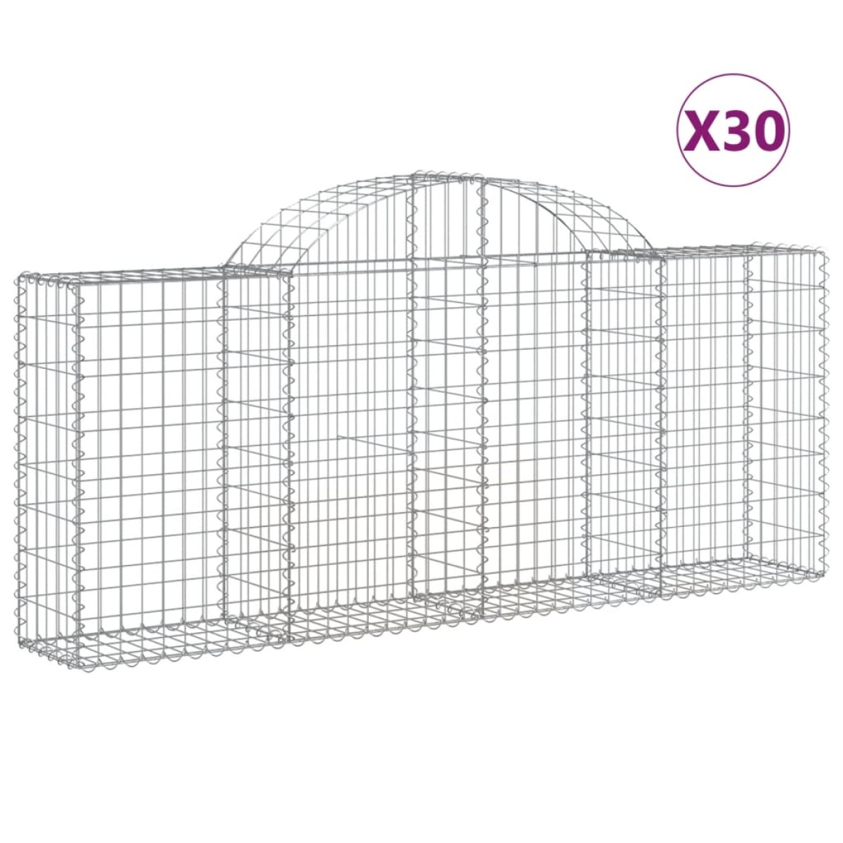 vidaXL Συρματοκιβώτια Τοξωτά 30 τεμ. 200x30x80/100 εκ. Γαλβαν. Ατσάλι