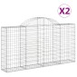 vidaXL Συρματοκιβώτια Τοξωτά 2 τεμ. 200x30x100/120 εκ. Γαλβαν. Ατσάλι