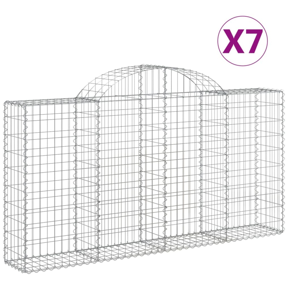 vidaXL Συρματοκιβώτια Τοξωτά 7 τεμ. 200x30x100/120 εκ. Γαλβαν. Ατσάλι