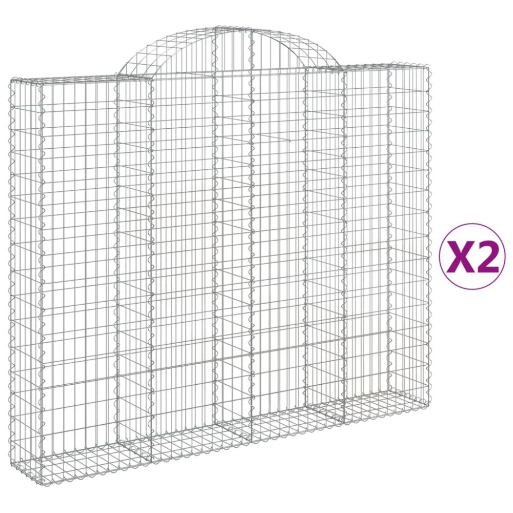vidaXL Συρματοκιβώτια Τοξωτά 2 τεμ. 200x30x160/180 εκ. Γαλβαν. Ατσάλι