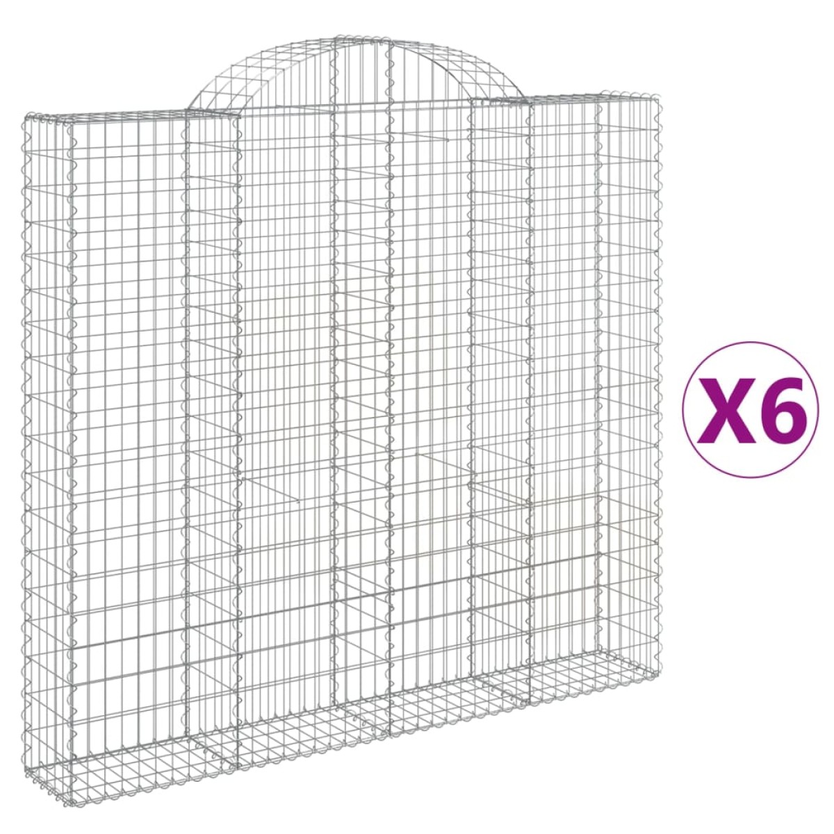 vidaXL Συρματοκιβώτια Τοξωτά 6 τεμ. 200x30x180/200 εκ. Γαλβαν. Ατσάλι
