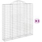 vidaXL Συρματοκιβώτια Τοξωτά 3 τεμ. 200x30x200/220 εκ. Γαλβαν. Ατσάλι