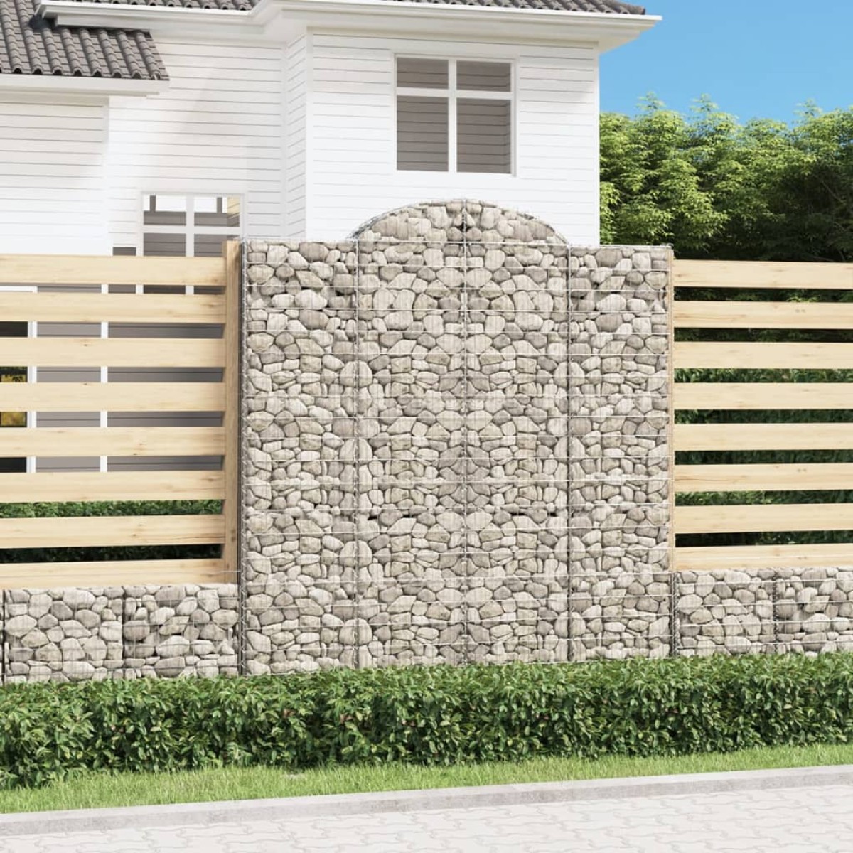 vidaXL Συρματοκιβώτια Τοξωτά 3 τεμ. 200x30x220/240 εκ. Γαλβαν. Ατσάλι