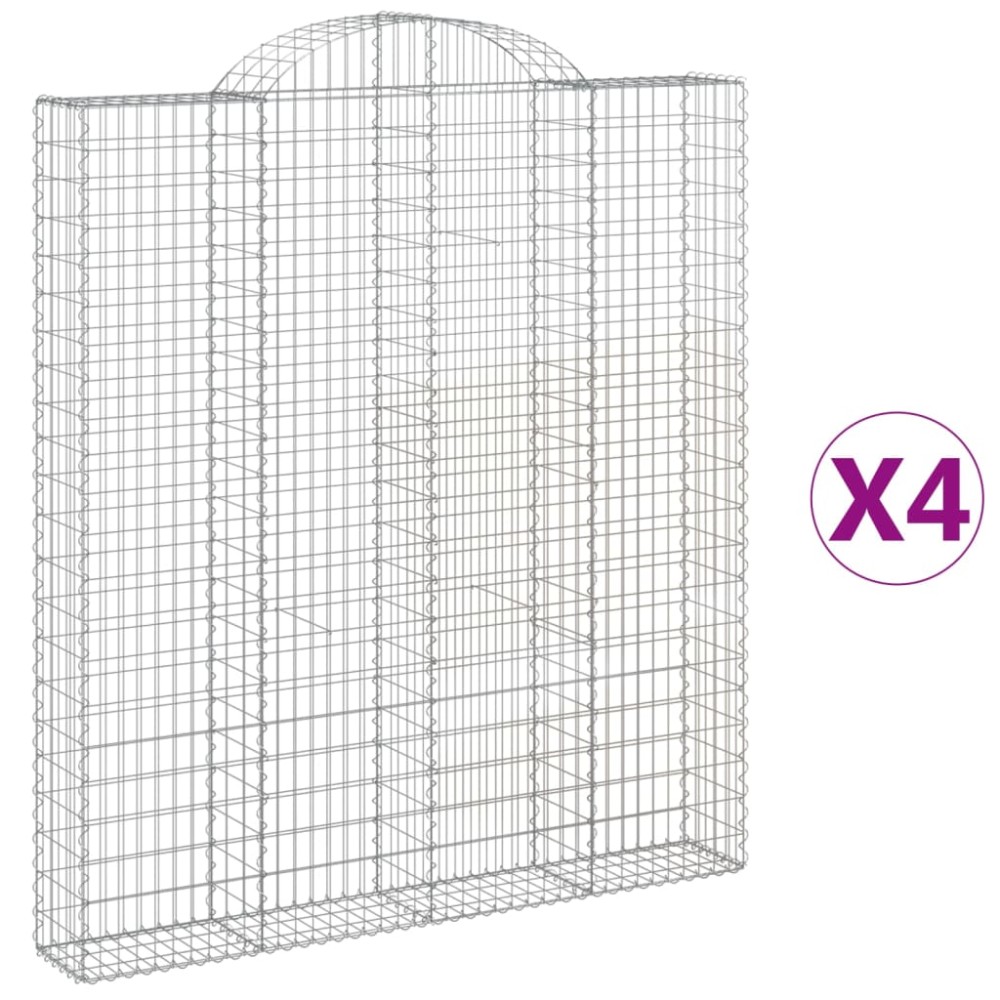vidaXL Συρματοκιβώτια Τοξωτά 4 τεμ. 200x30x220/240 εκ. Γαλβαν. Ατσάλι