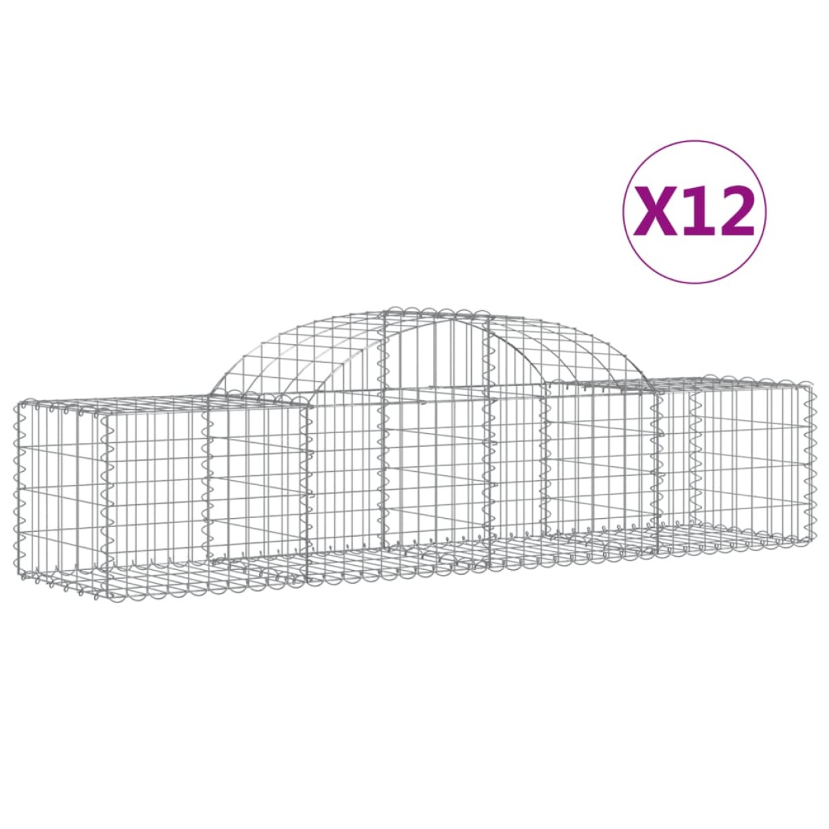 vidaXL Συρματοκιβώτια Τοξωτά 12 τεμ. 200x50x40/60 εκ. Γαλβαν. Ατσάλι