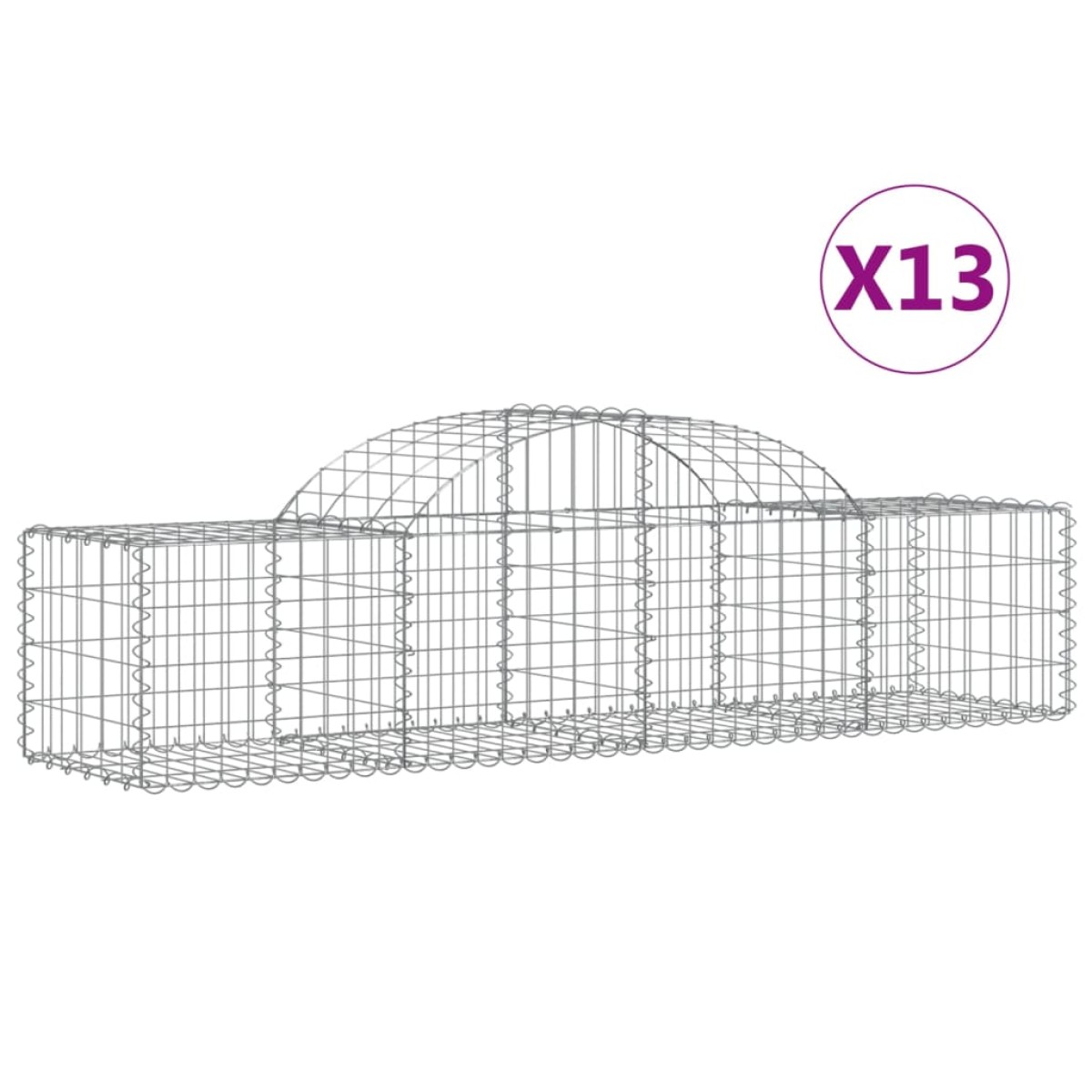 vidaXL Συρματοκιβώτια Τοξωτά 13 τεμ. 200x50x40/60 εκ. Γαλβαν. Ατσάλι