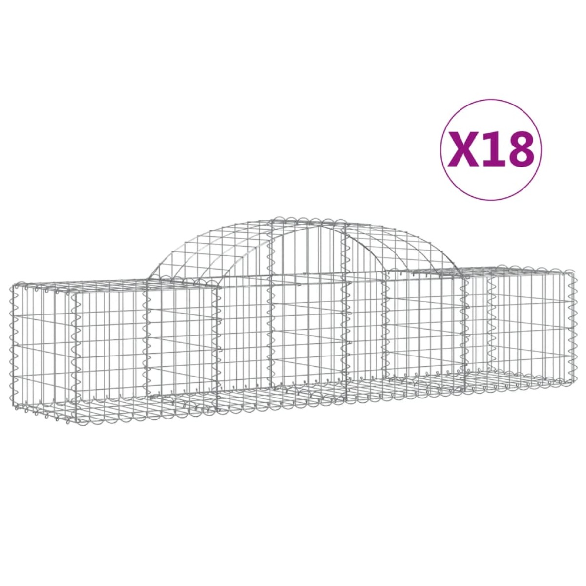 vidaXL Συρματοκιβώτια Τοξωτά 18 τεμ. 200x50x40/60 εκ. Γαλβαν. Ατσάλι