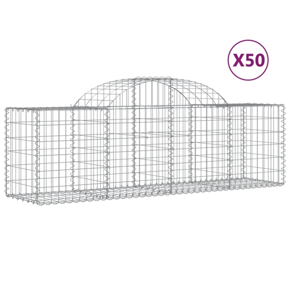 vidaXL Συρματοκιβώτια Τοξωτά 50 τεμ. 200x50x60/80 εκ. Γαλβαν. Ατσάλι