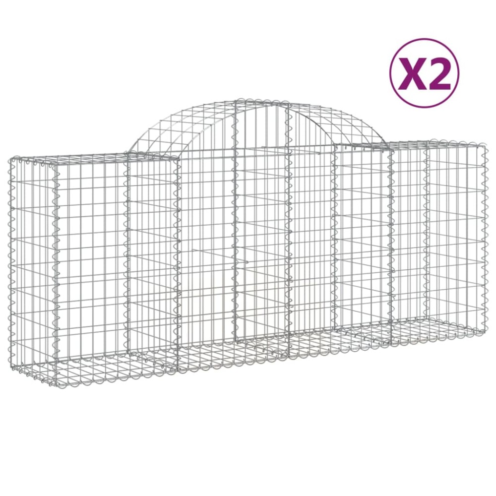vidaXL Συρματοκιβώτια Τοξωτά 2 τεμ. 200x50x80/100 εκ. Γαλβαν. Ατσάλι