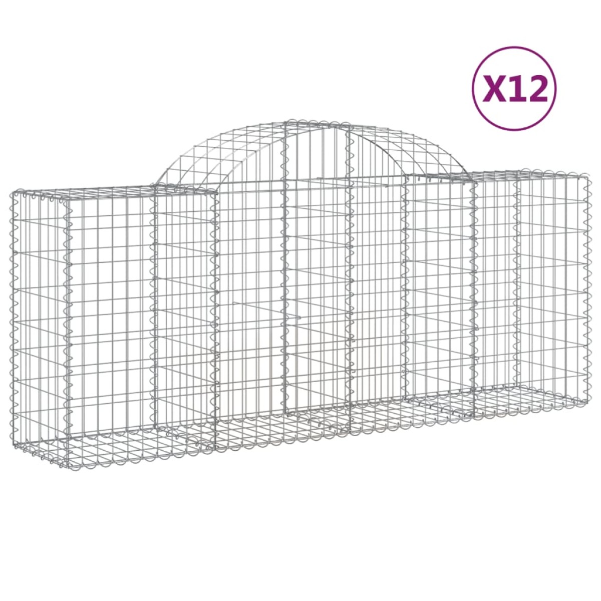 vidaXL Συρματοκιβώτια Τοξωτά 12 τεμ. 200x50x80/100 εκ. Γαλβαν. Ατσάλι