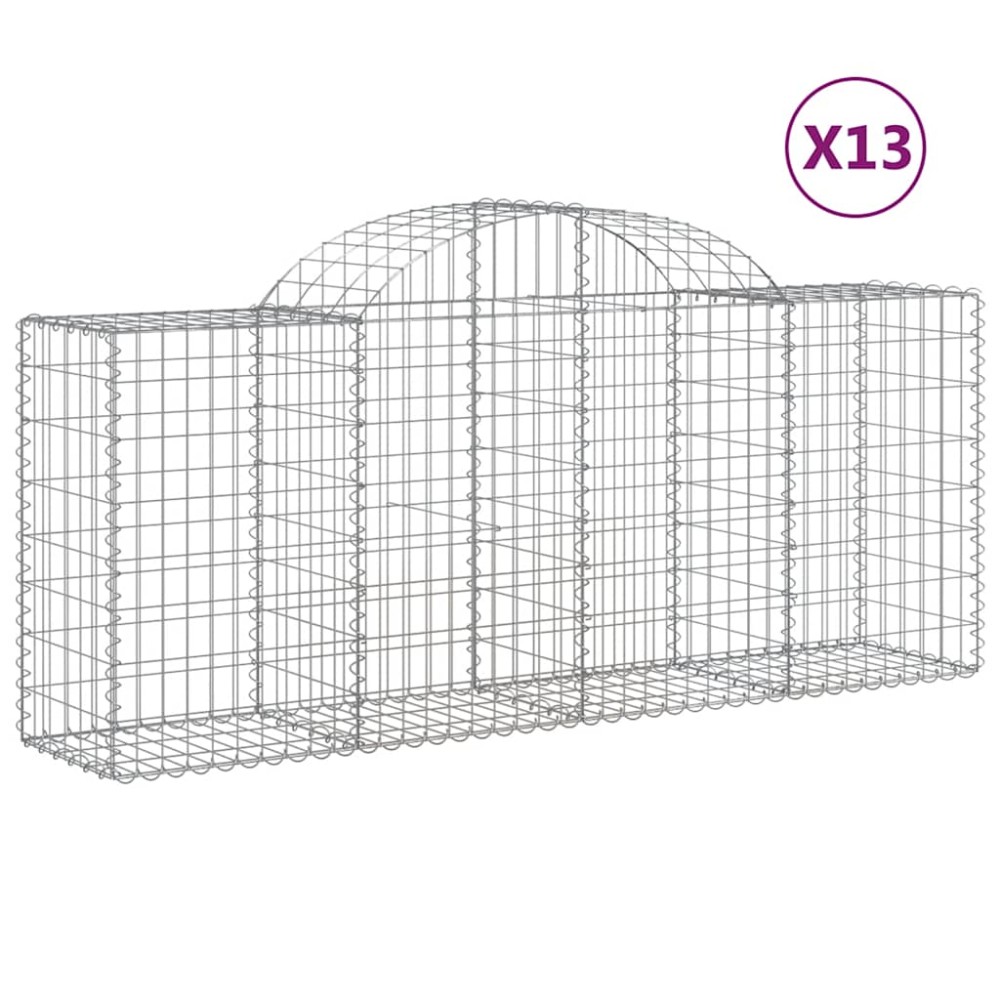vidaXL Συρματοκιβώτια Τοξωτά 13 τεμ. 200x50x80/100 εκ. Γαλβαν. Ατσάλι