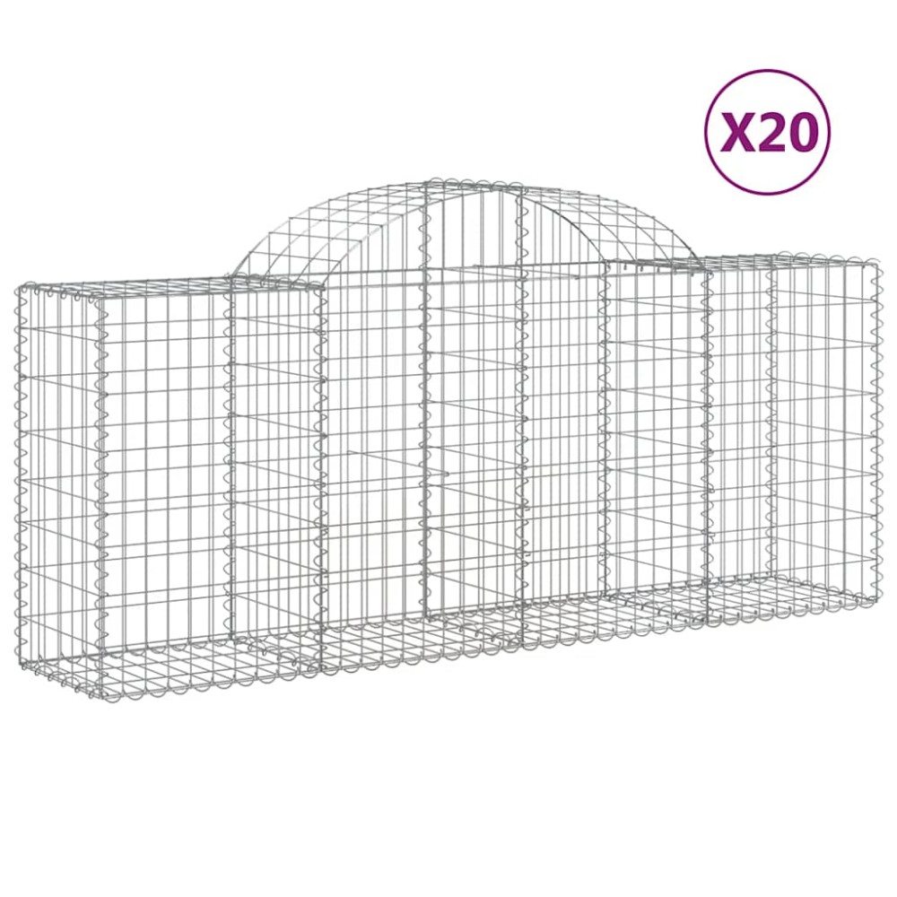 vidaXL Συρματοκιβώτια Τοξωτά 20 τεμ. 200x50x80/100 εκ. Γαλβαν. Ατσάλι