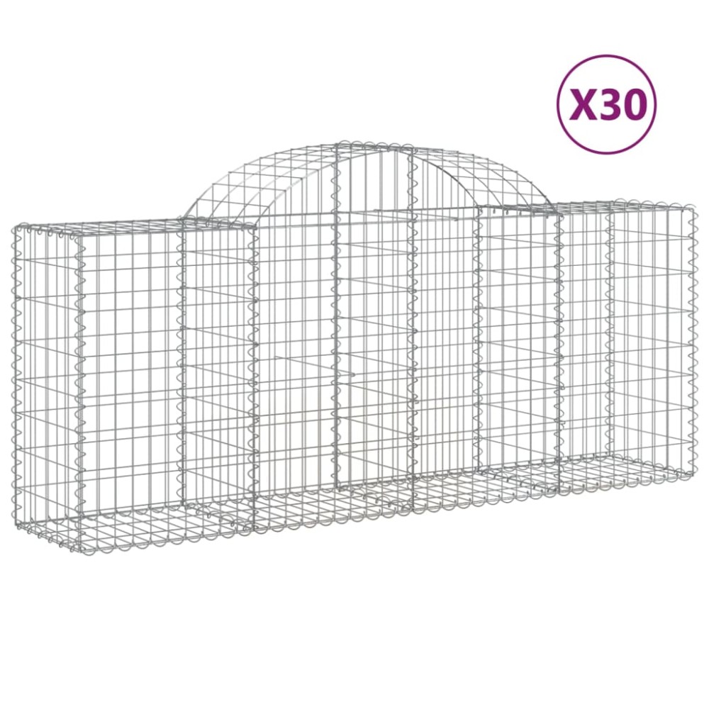 vidaXL Συρματοκιβώτια Τοξωτά 30 τεμ. 200x50x80/100 εκ. Γαλβαν. Ατσάλι
