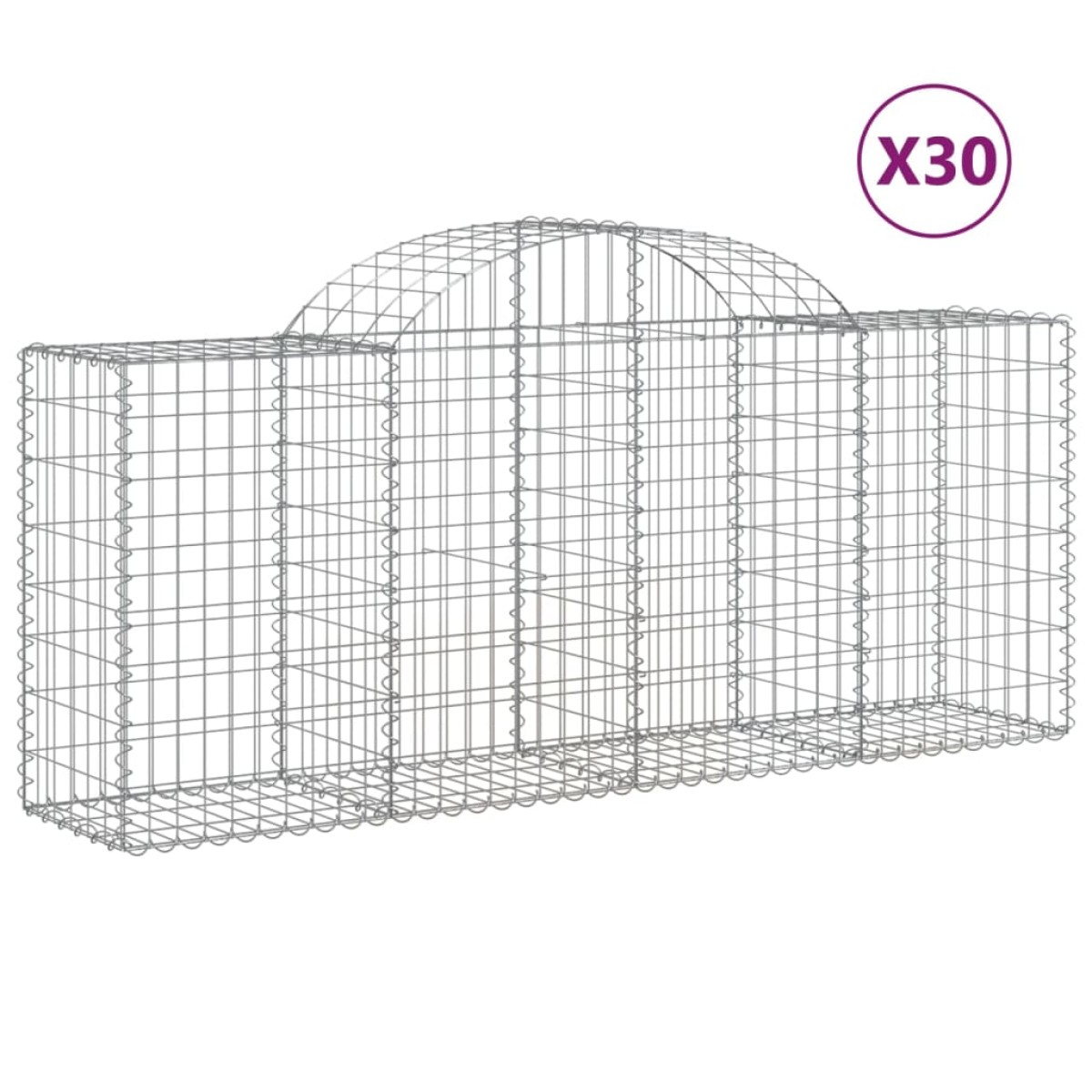 vidaXL Συρματοκιβώτια Τοξωτά 30 τεμ. 200x50x80/100 εκ. Γαλβαν. Ατσάλι