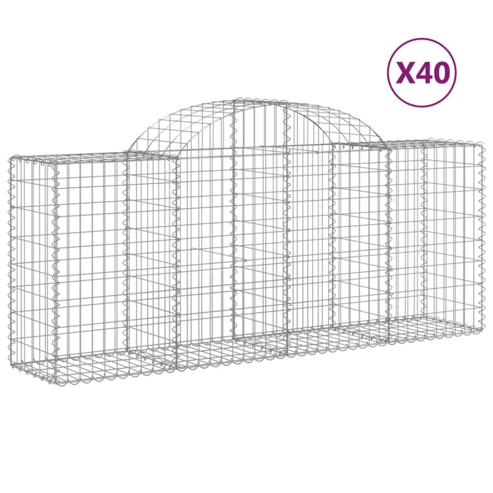vidaXL Συρματοκιβώτια Τοξωτά 40 τεμ. 200x50x80/100 εκ. Γαλβαν. Ατσάλι