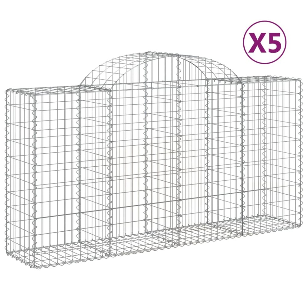 vidaXL Συρματοκιβώτια Τοξωτά 5 τεμ. 200x50x100/120 εκ. Γαλβαν. Ατσάλι