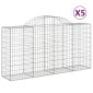 vidaXL Συρματοκιβώτια Τοξωτά 5 τεμ. 200x50x100/120 εκ. Γαλβαν. Ατσάλι