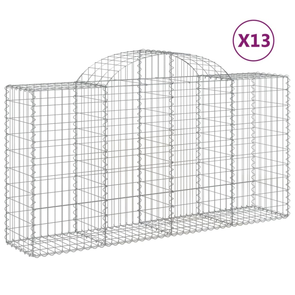 vidaXL Συρματοκιβώτια Τοξωτά 13 τεμ. 200x50x100/120 εκ. Γαλβαν. Ατσάλι