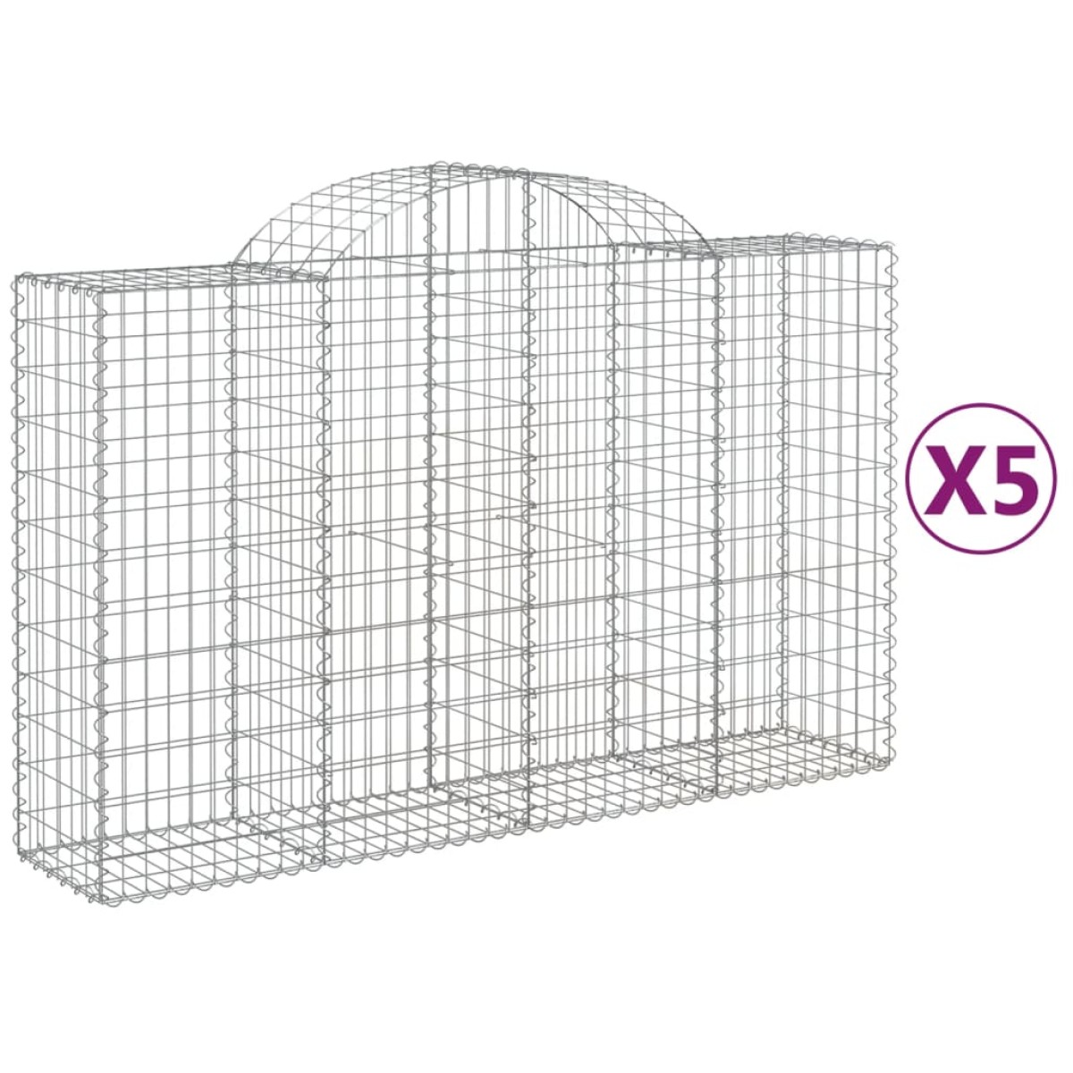 vidaXL Συρματοκιβώτια Τοξωτά 5 τεμ. 200x50x120/140 εκ. Γαλβαν. Ατσάλι