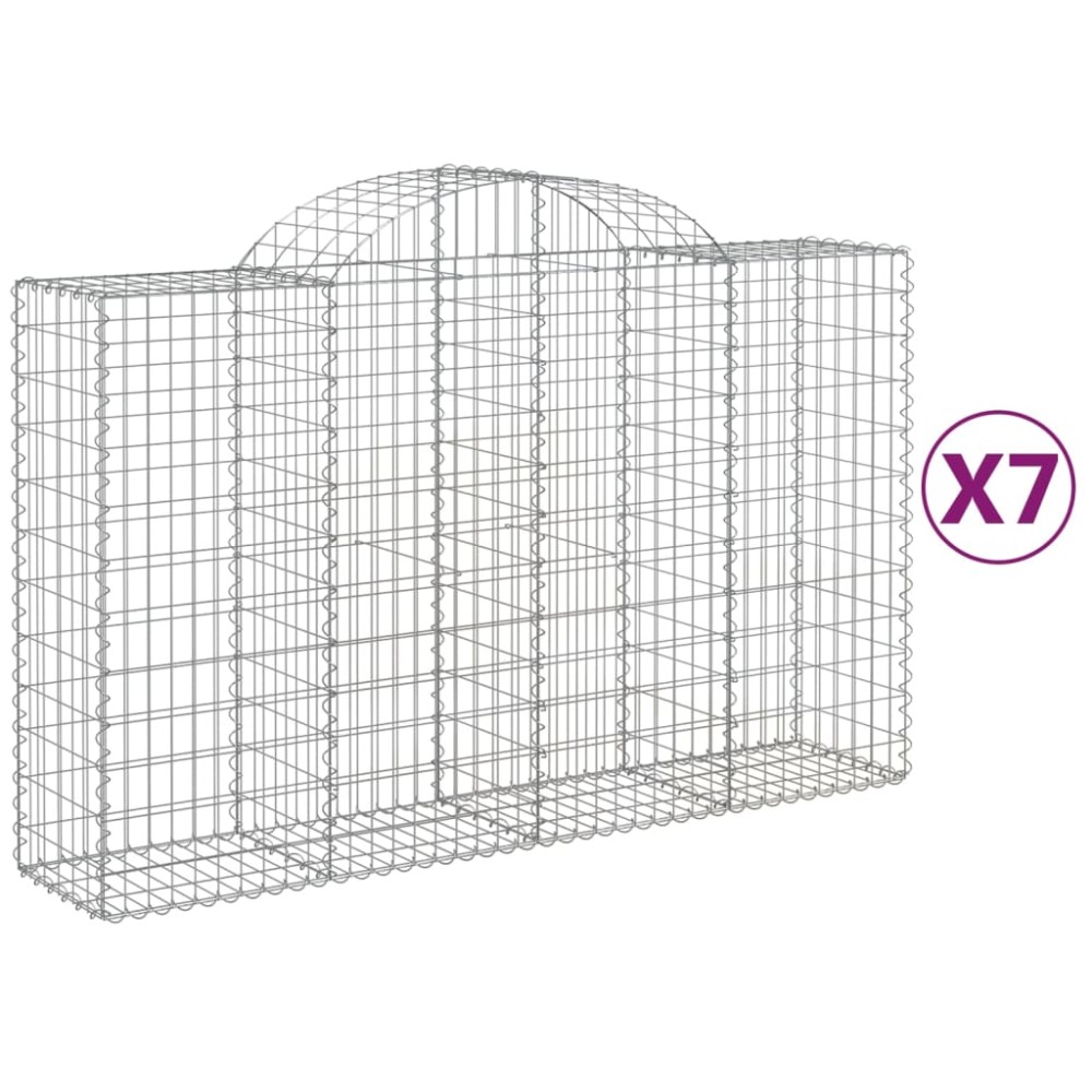 vidaXL Συρματοκιβώτια Τοξωτά 7 τεμ. 200x50x120/140 εκ. Γαλβαν. Ατσάλι