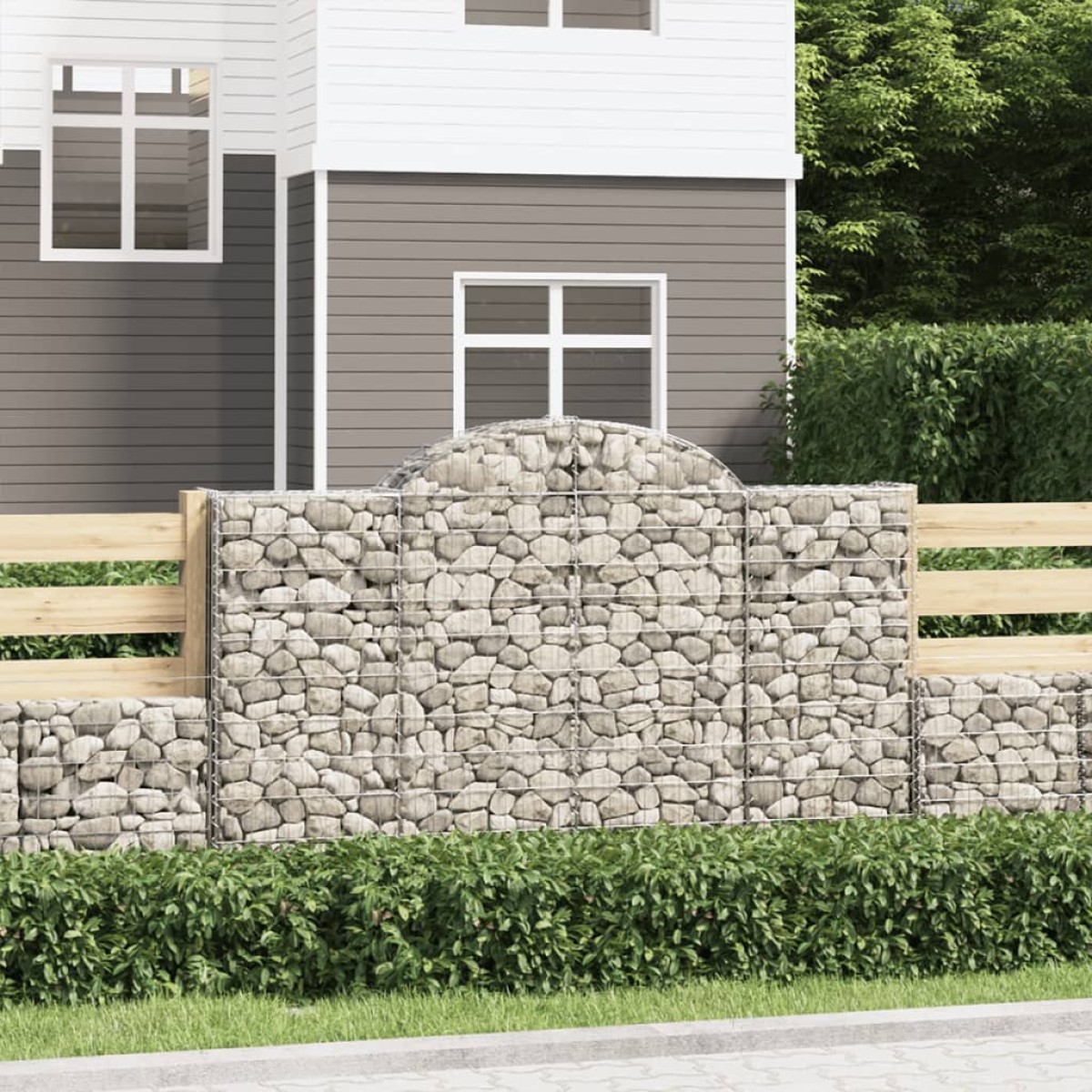 vidaXL Συρματοκιβώτια Τοξωτά 9 τεμ. 200x50x120/140 εκ. Γαλβαν. Ατσάλι