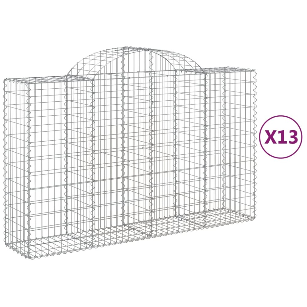 vidaXL Συρματοκιβώτια Τοξωτά 13 τεμ. 200x50x120/140 εκ. Γαλβαν. Ατσάλι