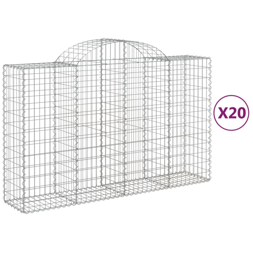 vidaXL Συρματοκιβώτια Τοξωτά 20 τεμ. 200x50x120/140 εκ. Γαλβαν. Ατσάλι