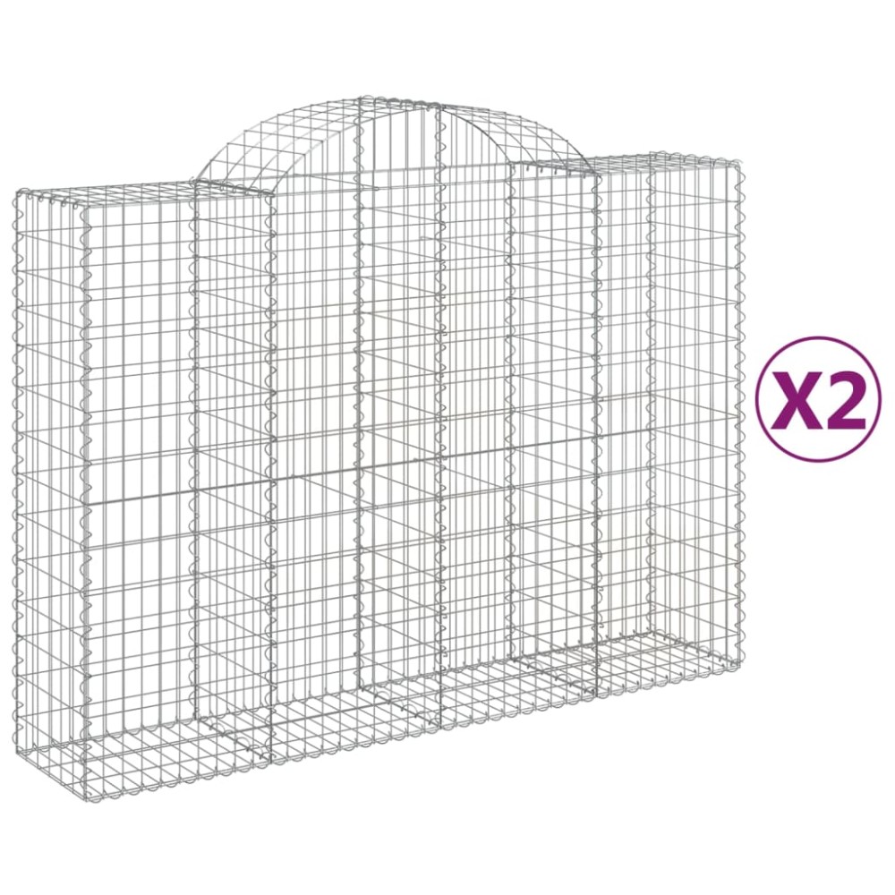 vidaXL Συρματοκιβώτια Τοξωτά 2 τεμ. 200x50x140/160 εκ. Γαλβαν. Ατσάλι