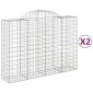 vidaXL Συρματοκιβώτια Τοξωτά 2 τεμ. 200x50x140/160 εκ. Γαλβαν. Ατσάλι