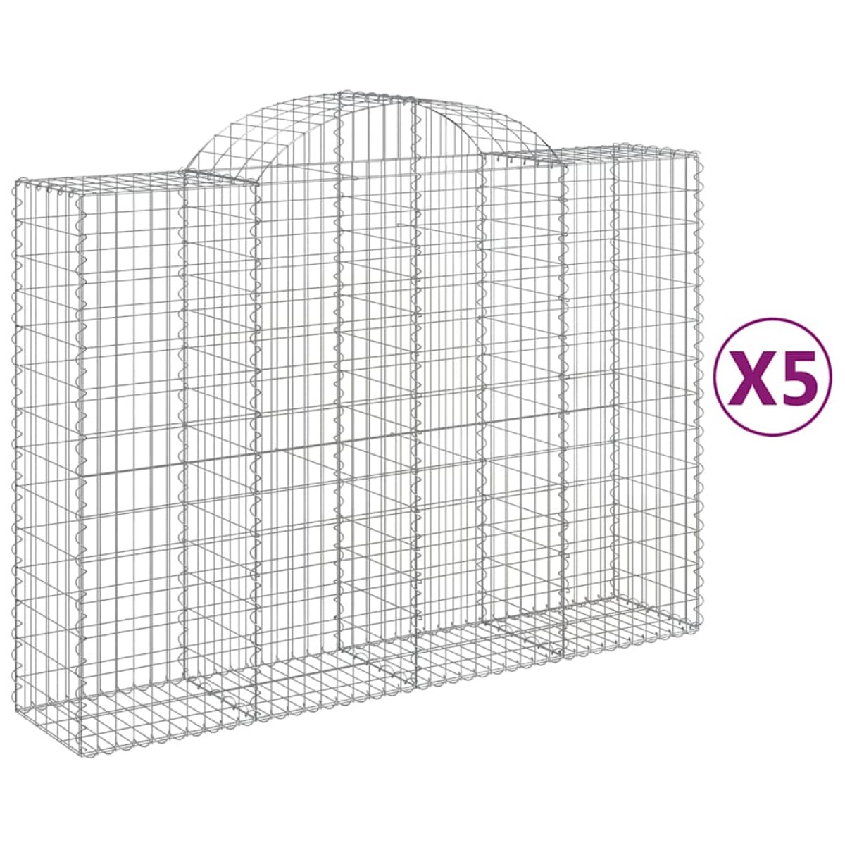 vidaXL Συρματοκιβώτια Τοξωτά 5 τεμ. 200x50x140/160 εκ. Γαλβαν. Ατσάλι