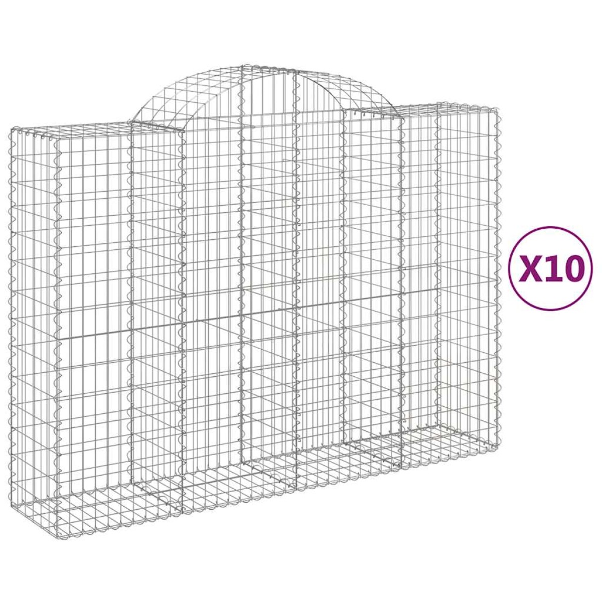 vidaXL Συρματοκιβώτια Τοξωτά 10 τεμ. 200x50x140/160 εκ. Γαλβαν. Ατσάλι