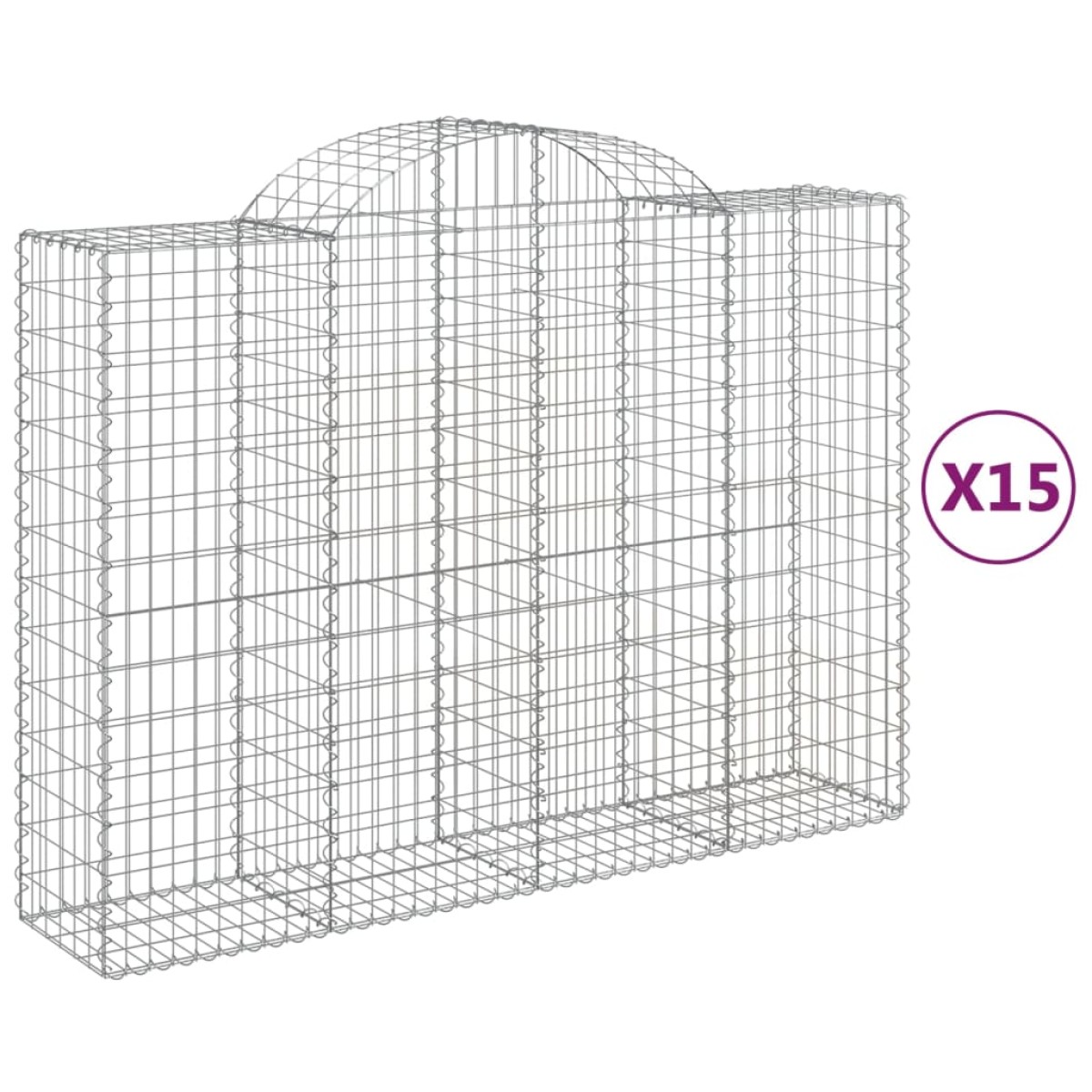 vidaXL Συρματοκιβώτια Τοξωτά 15 τεμ. 200x50x140/160 εκ. Γαλβαν. Ατσάλι