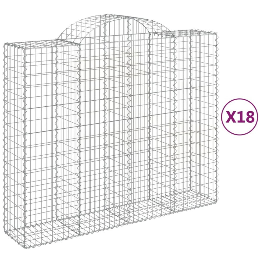 vidaXL Συρματοκιβώτια Τοξωτά 18 τεμ. 200x50x160/180 εκ. Γαλβαν. Ατσάλι