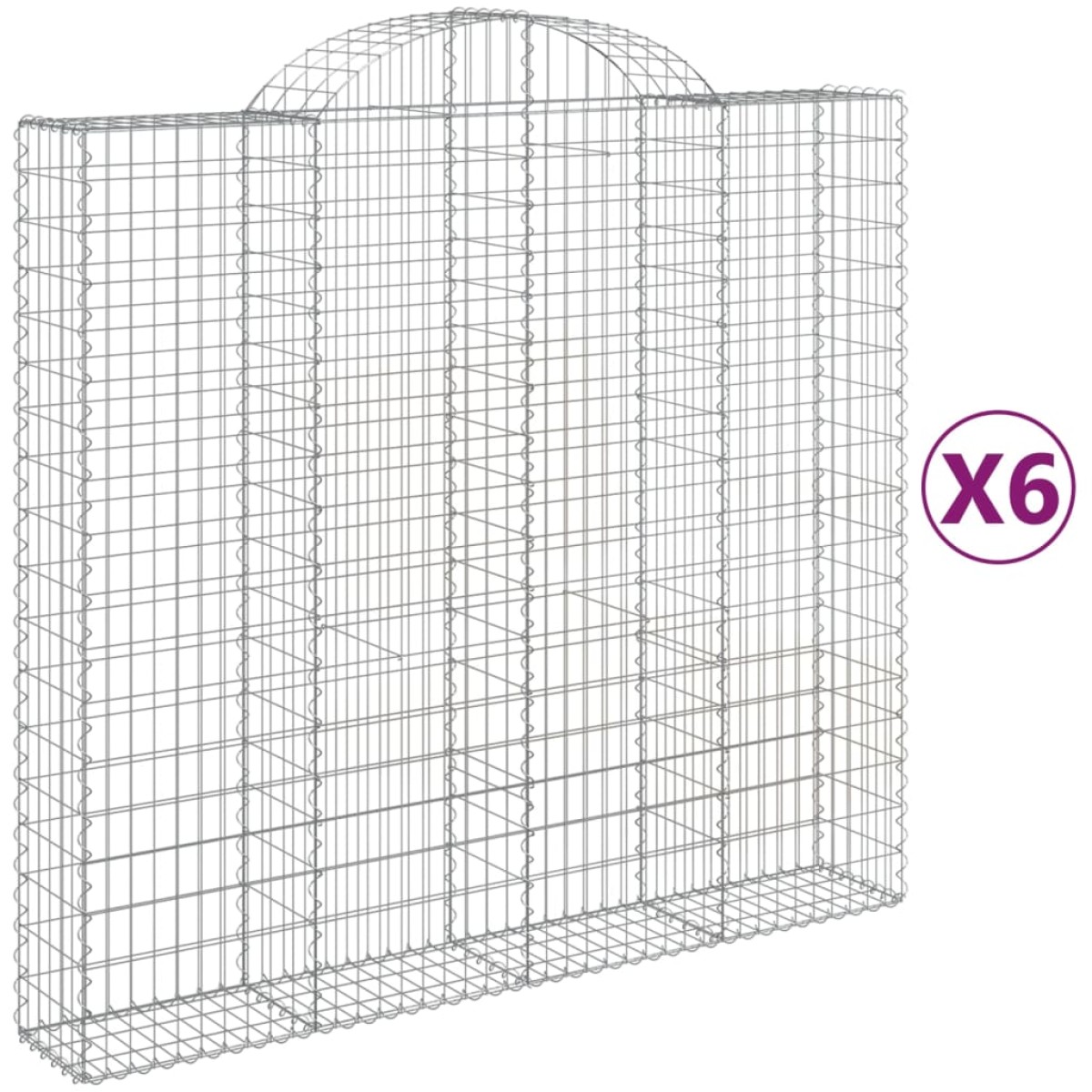vidaXL Συρματοκιβώτια Τοξωτά 6 τεμ. 200x50x180/200 εκ. Γαλβαν. Ατσάλι
