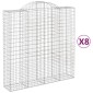 vidaXL Συρματοκιβώτια Τοξωτά 8 τεμ. 200x50x200/220 εκ. Γαλβαν. Ατσάλι