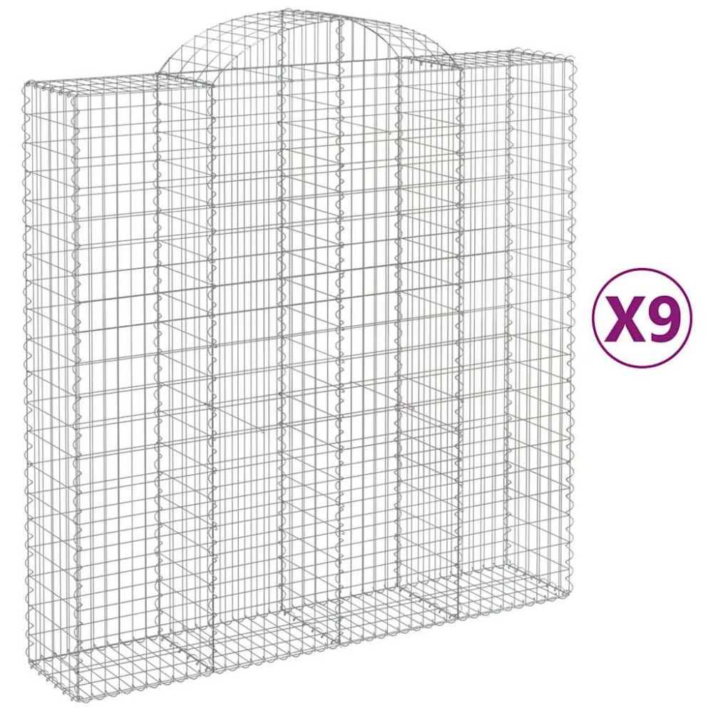 vidaXL Συρματοκιβώτια Τοξωτά 9 τεμ. 200x50x200/220 εκ. Γαλβαν. Ατσάλι