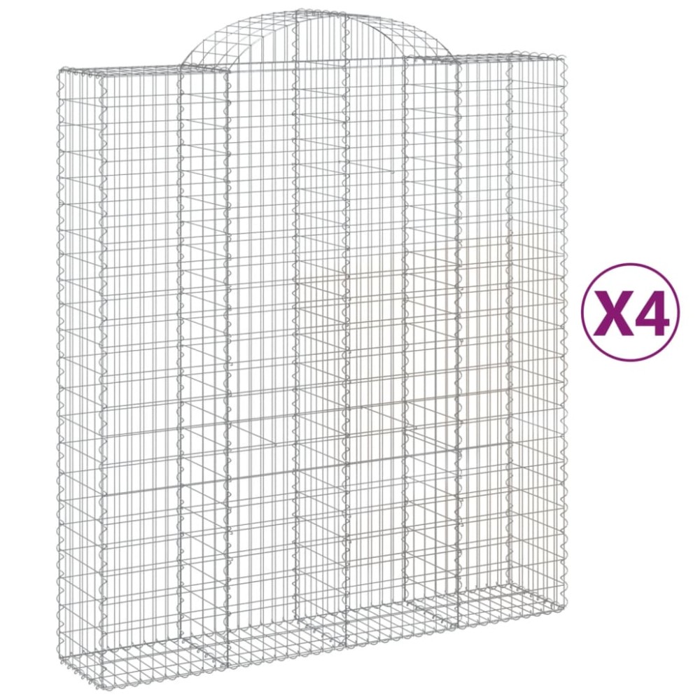 vidaXL Συρματοκιβώτια Τοξωτά 4 τεμ. 200x50x220/240 εκ. Γαλβαν. Ατσάλι