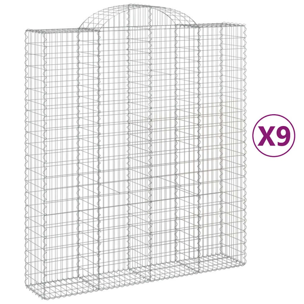 vidaXL Συρματοκιβώτια Τοξωτά 9 τεμ. 200x50x220/240 εκ. Γαλβαν. Ατσάλι