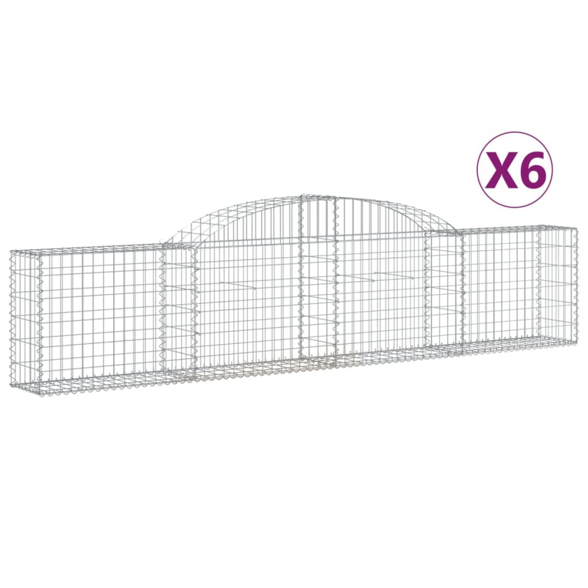 vidaXL Συρματοκιβώτια Τοξωτά 6 τεμ. 300x30x60/80 εκ. Γαλβαν. Ατσάλι